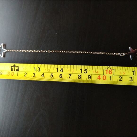 Silver Star Lariat Necklace 18k white gold plated metal T&J Designs minimalist - Picture 11 of 14